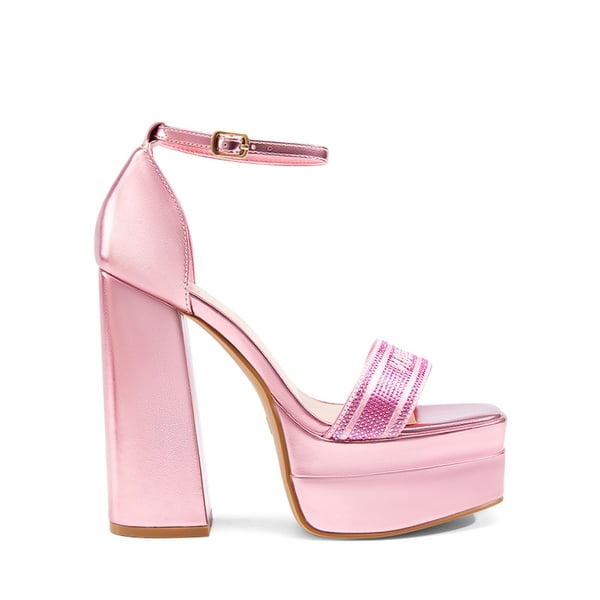 Rhinestone High-heel Platform Sandals - PINK - 3